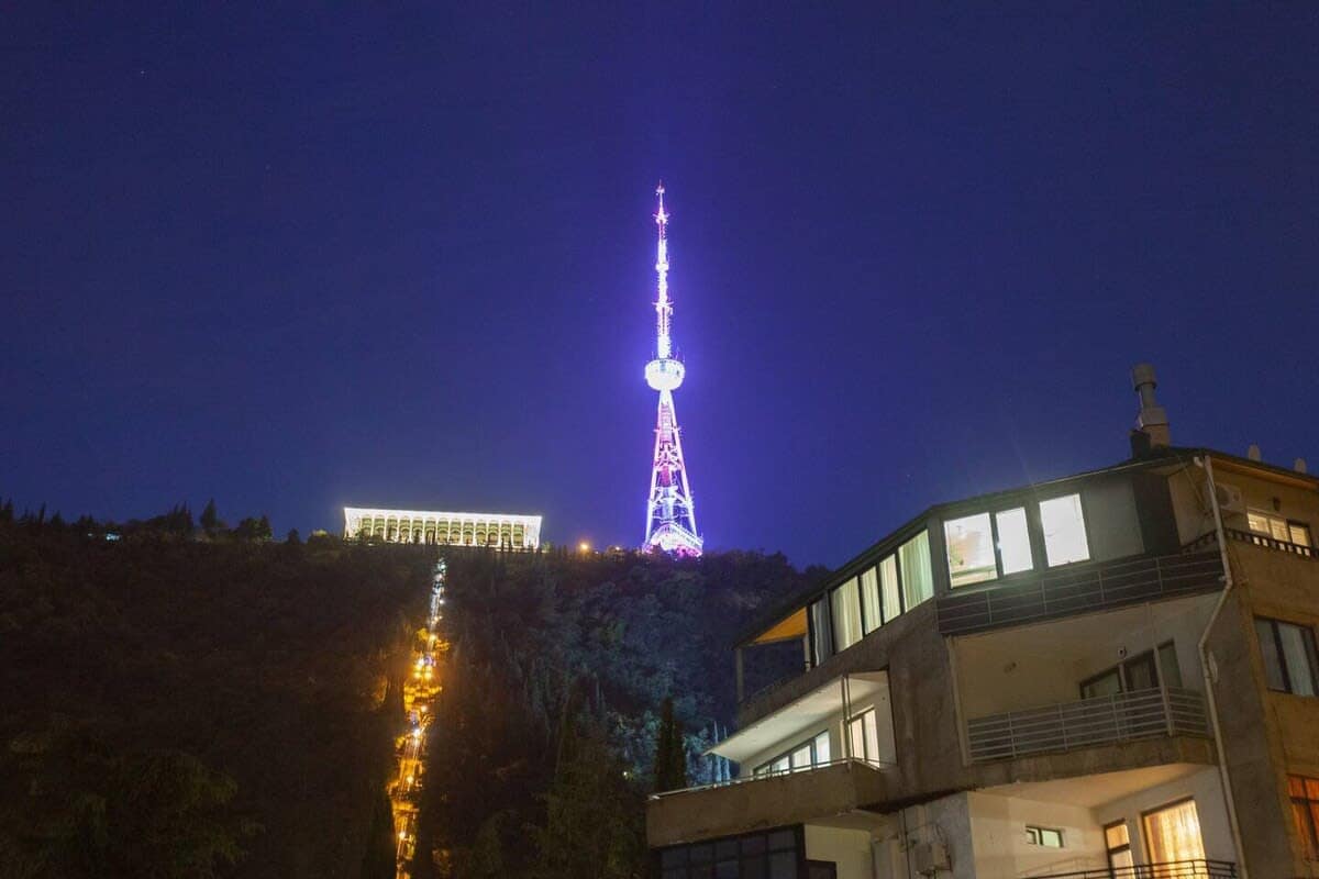 Overlooking  mtatsminda mountain, funicular and TV tower