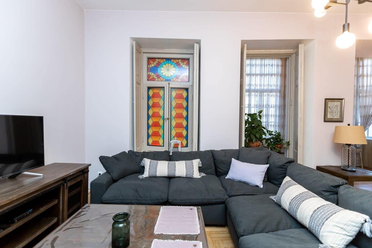 Cozy sofa invites you to unwind in style