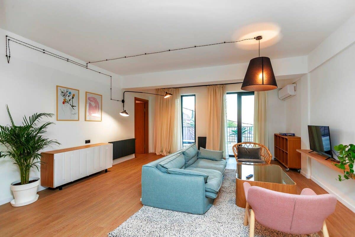 Thoughtfully designed living space with a unique and artistic touch, offering both comfort and style.
