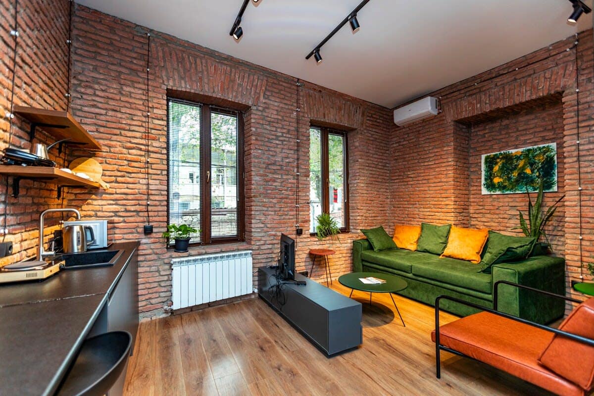 Comfortable sofa in living room