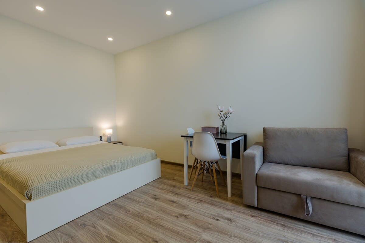 Sofa bed provides a versatile seating and sleeping solution, perfect for extra guests or a comfortable place to relax