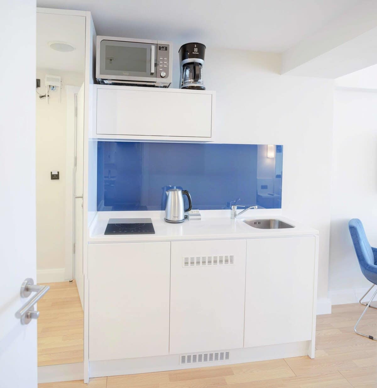 Whether you’re prepping a meal or making coffee, everything is conveniently placed
