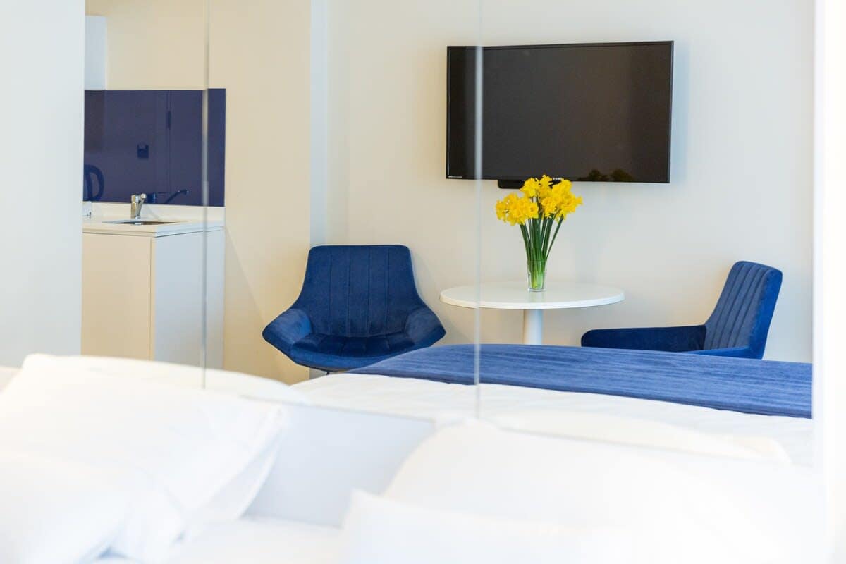Modern design enhances the overall aesthetic of the space