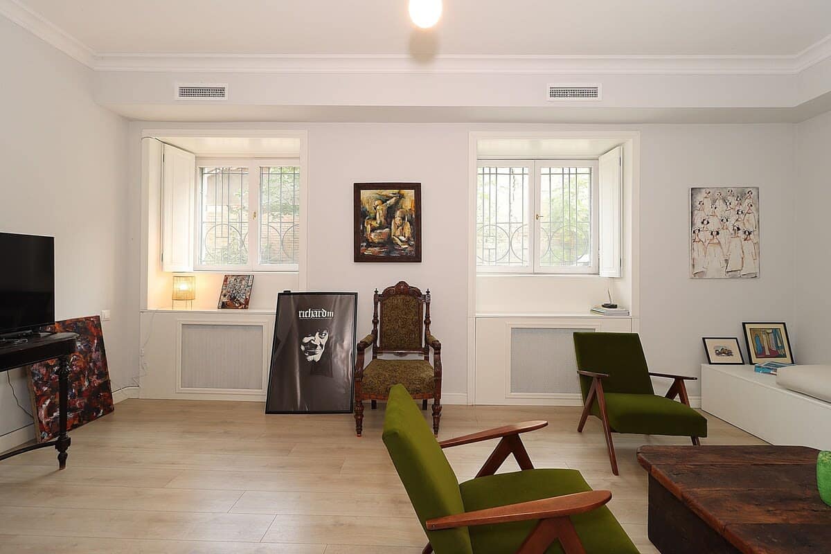 Vintage furniture brings a charming touch to this apartment.