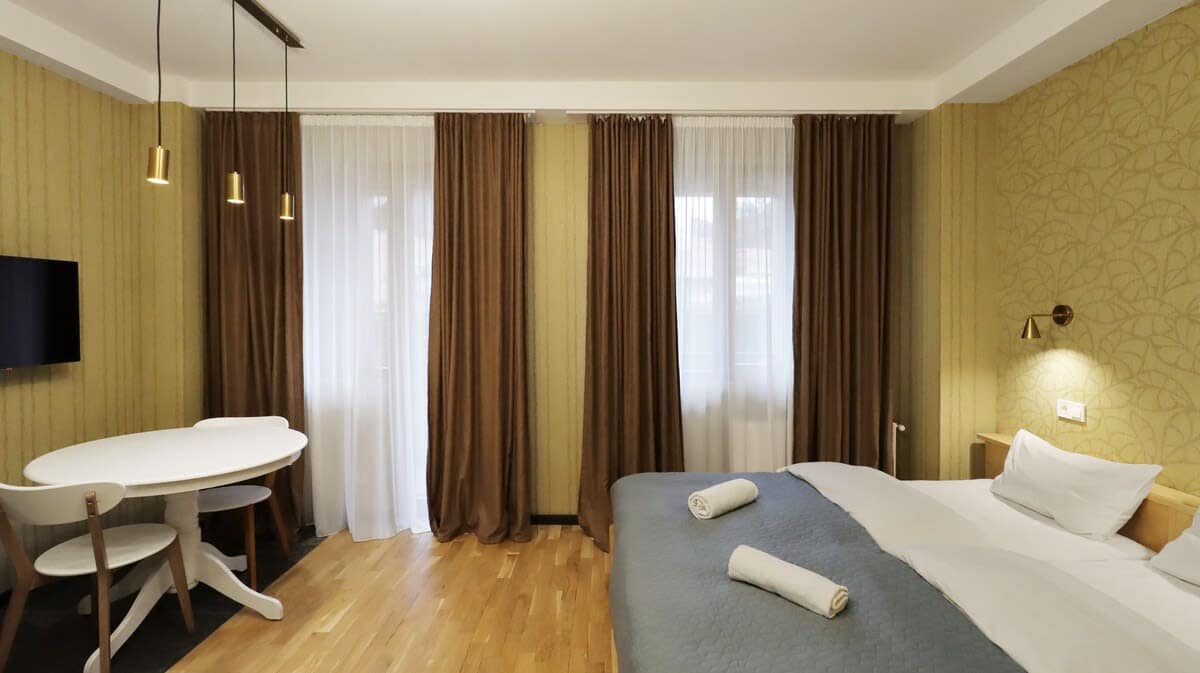 Enjoy the convenience of an all-in-one living, dining, and sleeping space.