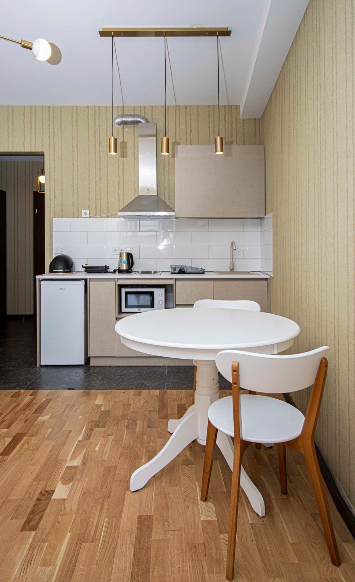 Studio is thoughtfully arranged to maximize both space and comfort
