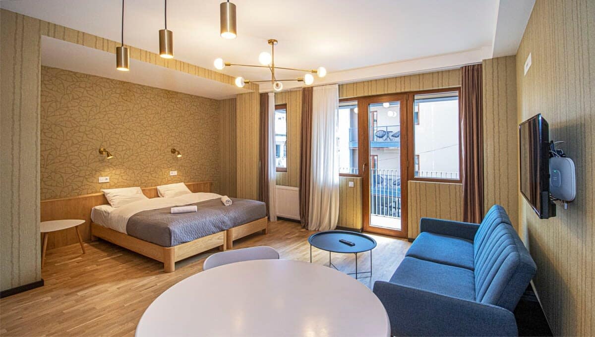 Well-arranged studio with functional design