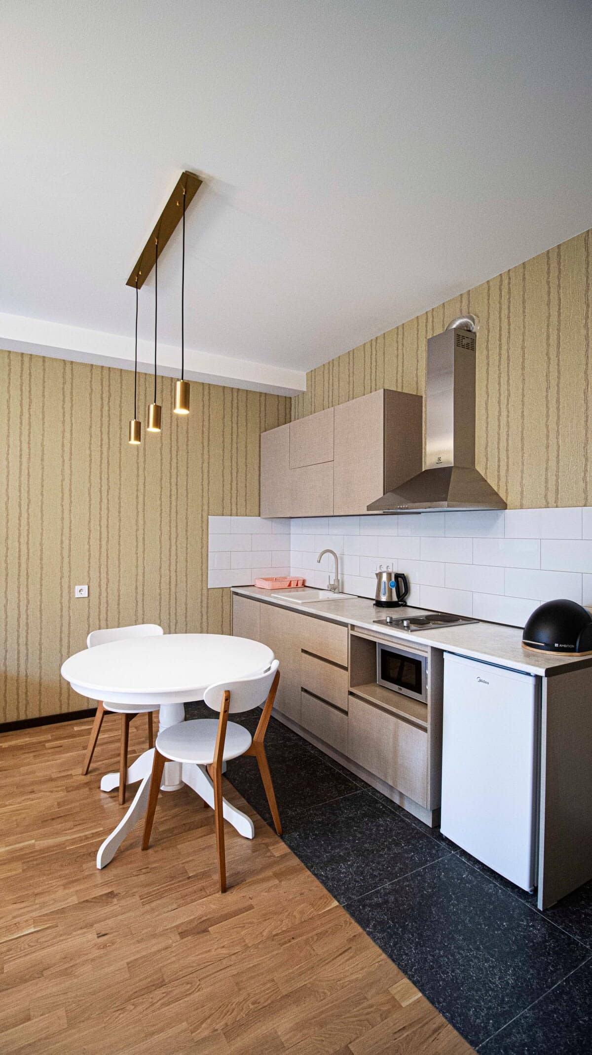 Open layout connects effortlessly to the dining and living areas, adding to the spacious feel of the studio